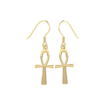 Ankh Solid Gold Earrings GTE2039 - Jewelry